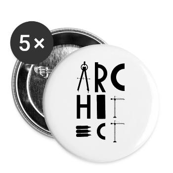Architectes | Profession étudiant les dons d'architecture - Lot de 5 grands badges (56 mm) - blanc - Devant
