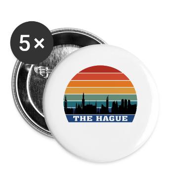 The Hague Skyline Silhouette Souvenir Netherlands - Buttons large 2.2''/56 mm (5-pack) - white - Front