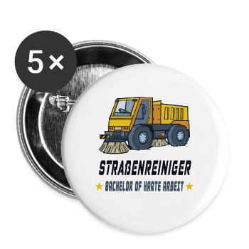 Straßenreiniger Design / Geschenkidee - Buttons groß 56 mm (5er Pack) - Weiß - Vorne