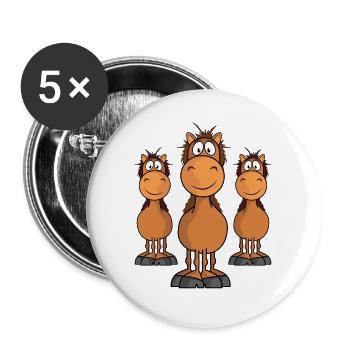Pferd Pferde Reiter reiten Tier Galopp Fohlen Heng - Buttons groß 56 mm (5er Pack) - Weiß - Vorne