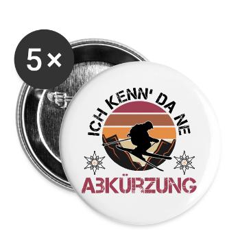 Ski Abkürzung Spruch lustig Freeride Geschenk - Buttons groß 56 mm (5er Pack) - Weiß - Vorne