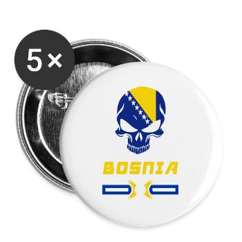 Bosnia skull design / gift - Buttons large 2.2''/56 mm (5-pack) - white - Front