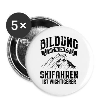 Skifahren | Skifahrer Ski Wintersport Geschenkidee - Buttons groß 56 mm (5er Pack) - Weiß - Vorne