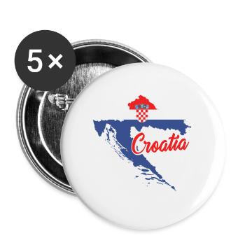 Croatia Balkans | Croatian Croat holiday gift - Buttons large 2.2''/56 mm (5-pack) - white - Front