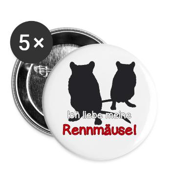 Ich liebe meine Rennmäuse! - Buttons groß 56 mm (5er Pack) - Weiß - Vorne