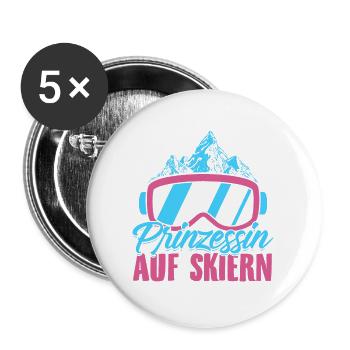Ski Prinzessin Skier Skifahrer Skifahren Geschenke - Buttons groß 56 mm (5er Pack) - Weiß - Vorne