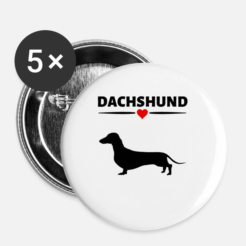 Dachshund - Buttons large 2.2''/56 mm (5-pack) - white