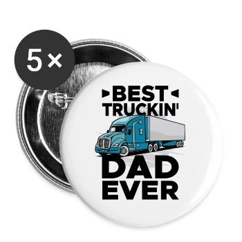 LKW Fahrer Trucker bester Papa Vatertag - Buttons groß 56 mm (5er Pack) - Weiß - Vorne