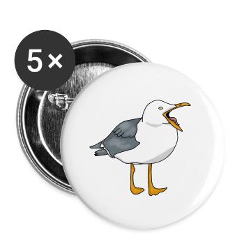 Möwe - Seagull - Buttons groß 56 mm (5er Pack) - Weiß - Vorne