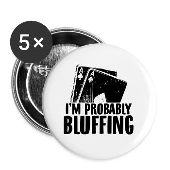 Poker | Karten Spielen Ass Pokerkarten Geschenke - Buttons groß 56 mm (5er Pack) - Weiß - Vorne