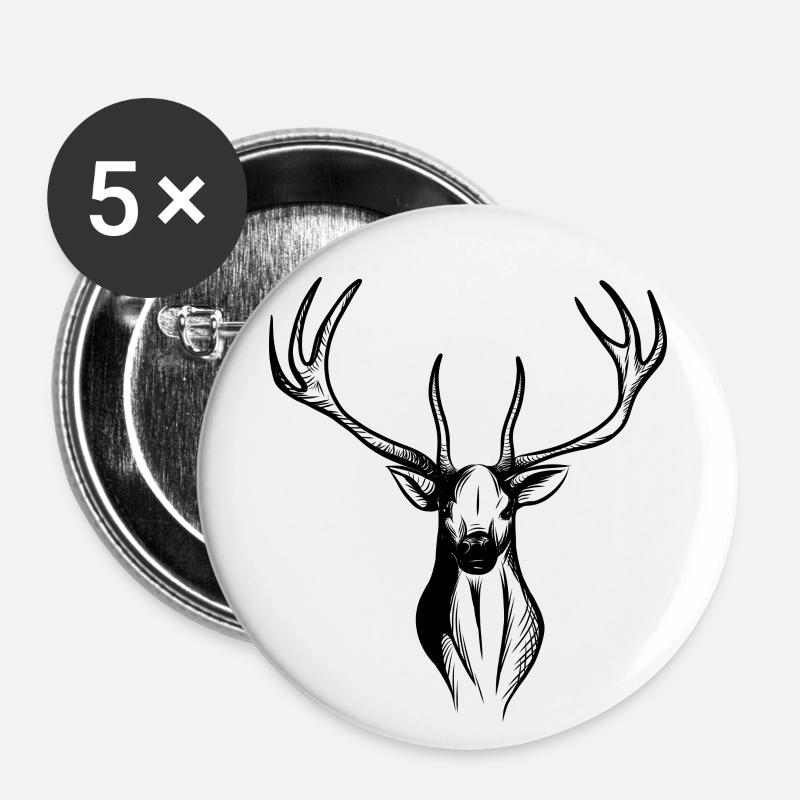 deer - Buttons large 2.2''/56 mm (5-pack) - white