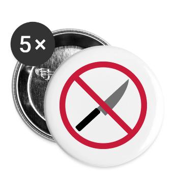 Verboten Schild Messer - Buttons groß 56 mm (5er Pack) - Weiß - Vorne
