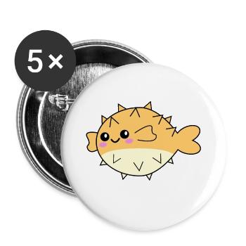 Puffer fish cute animal - Buttons large 2.2''/56 mm (5-pack) - white - Front