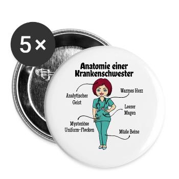 Krankenschwester Spital Pflegerin Sozialberuf - Buttons groß 56 mm (5er Pack) - Weiß - Vorne
