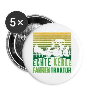 Echte Kerle fahren Traktor Landwirt Bauer Geschenk - Buttons groß 56 mm (5er Pack) - Weiß - Vorne