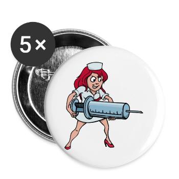 Nurse syringe injection vaccination profession - Buttons large 2.2''/56 mm (5-pack) - white - Front