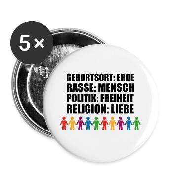 Geburtsort rasse politik religion Geschenk Flagge - Buttons groß 56 mm (5er Pack) - Weiß - Vorne