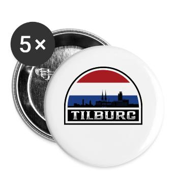 Tilburg Pays-Bas Skyline Silhouette Drapeau Néerlandais - Lot de 5 grands badges (56 mm) - blanc - Devant