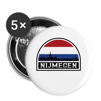 Nimègue Pays-Bas Skyline Silhouette Drapeau Néerlandais - Lot de 5 grands badges (56 mm) - blanc - Devant