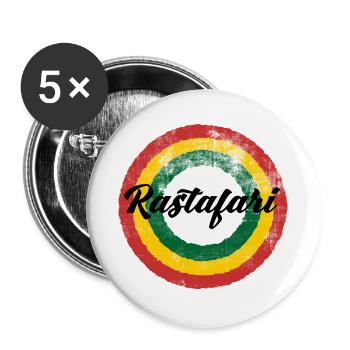 Rastafari Rainbow Design - Buttons large 2.2''/56 mm (5-pack) - white - Front