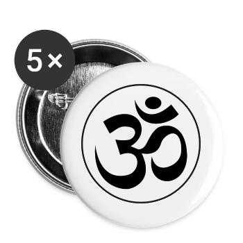autocollant rond om aum sacré son hindouisme Inde - Lot de 5 grands badges (56 mm) - blanc - Devant