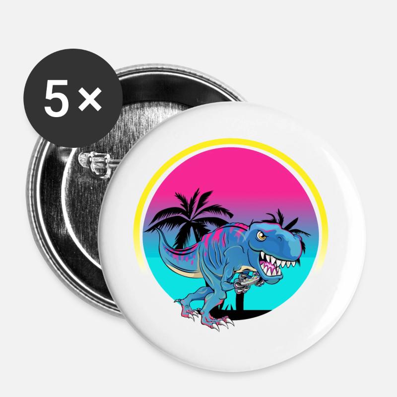 Gamer Gaming T Rex - Buttons groß 56 mm (5er Pack) - Weiß
