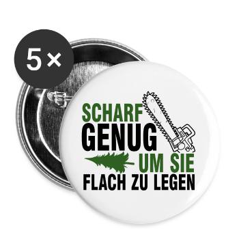Holzarbeiter Holzfäller Motorsäge Förster - Buttons groß 56 mm (5er Pack) - Weiß - Vorne