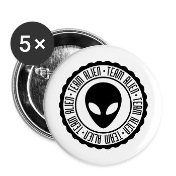 Timbre en caoutchouc Team Alien - Lot de 5 grands badges (56 mm) - blanc - Devant