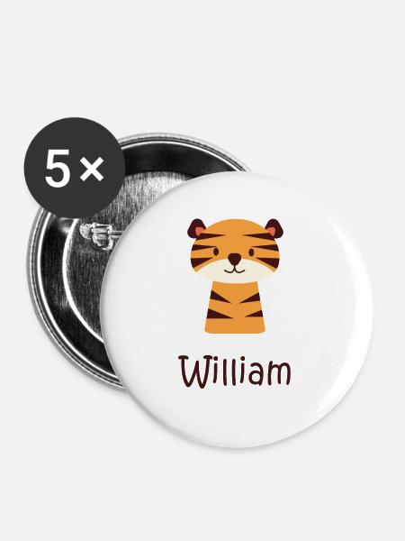 William - Buttons groß 56 mm (5er Pack) - Weiß