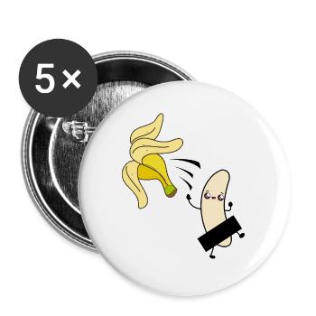 Banana Vegan Organic Funny Gift - Buttons large 2.2''/56 mm (5-pack) - white - Front