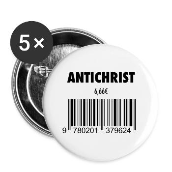 devil antichrist 666 barcode roast satan hell - Buttons large 2.2''/56 mm (5-pack) - white - Front