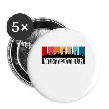 Winterthur Switzerland Travel Souvenir Skyline - Buttons large 2.2''/56 mm (5-pack) - white - Front