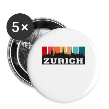 Zürich Schweiz Travel Souvenir City Skyline - Buttons groß 56 mm (5er Pack) - Weiß - Vorne