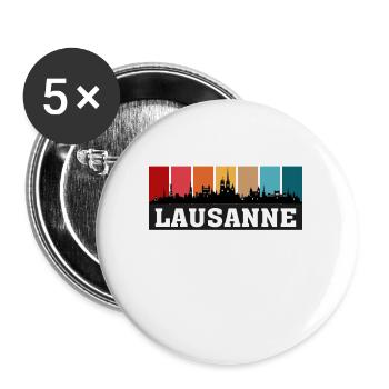 Lausanne Suisse Voyage Souvenir Sur Les Toits De La Ville - Lot de 5 grands badges (56 mm) - blanc - Devant