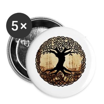Celtic Tree of Wanderlust - Buttons large 2.2''/56 mm (5-pack) - white - Front