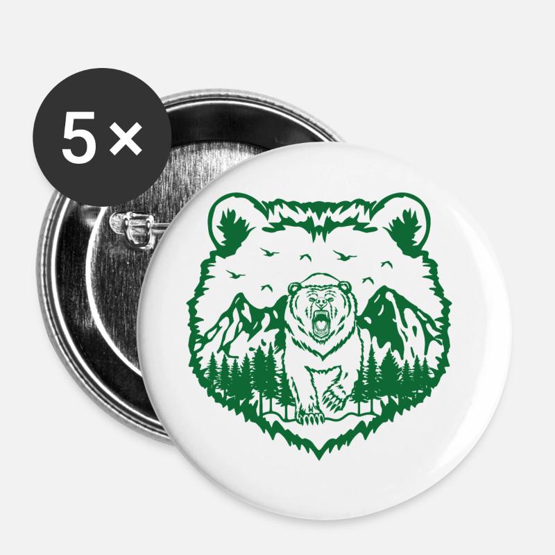Grizzly Bear | Alaska | wilderness - Buttons large 2.2''/56 mm (5-pack) - white