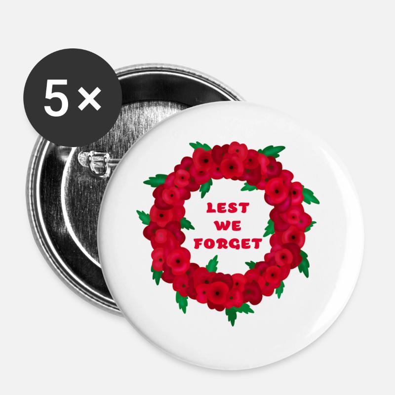 Erinnerung Mohn / damit wir Mohn nicht vergessen - Buttons groß 56 mm (5er Pack) - Weiß