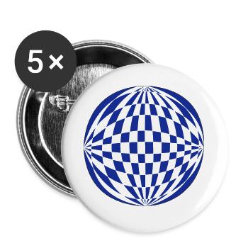 Kugel 3D - Buttons groß 56 mm (5er Pack) - Weiß - Vorne