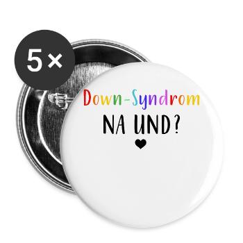 Down-Syndrom na und? - Buttons groß 56 mm (5er Pack) - Weiß - Vorne