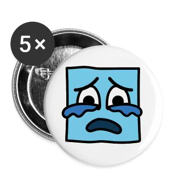 Funny Square Emoji Emoticon Kawaii Expression Face - Buttons large 2.2''/56 mm (5-pack) - white - Front