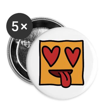 Funny Emoticon Expression Kawaii Square Face - Buttons large 2.2''/56 mm (5-pack) - white - Front