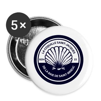 La Coquille Saint Jacques Baie de Saint-Brieuc - Lot de 5 grands badges (56 mm) - blanc - Devant