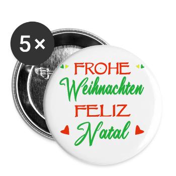 Deutsch-Brasilianer Weihnachten Feliz Natal - Buttons groß 56 mm (5er Pack) - Weiß - Vorne