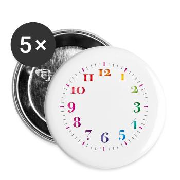 Zifferblatt mit bunten Ziffern ohne Uhrzeiger - Buttons groß 56 mm (5er Pack) - Weiß - Vorne