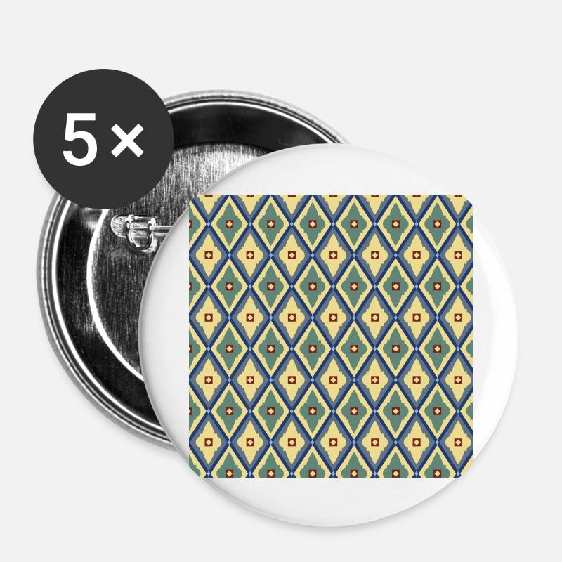 Abstract geometric diamond pattern yellow and green - Buttons large 2.2''/56 mm (5-pack) - white