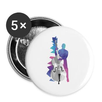 Contrebasse - Lot de 5 grands badges (56 mm) - blanc - Devant
