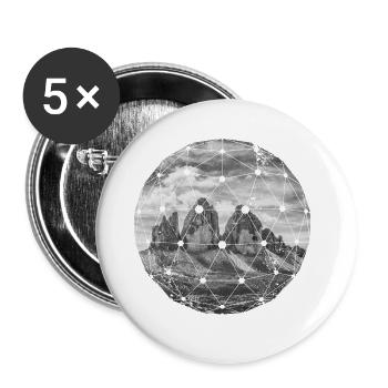 Trois Cnes Dolomites Forme géométrique Polygone - Lot de 5 grands badges (56 mm) - blanc - Devant