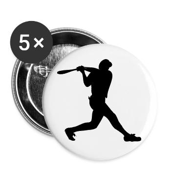 Baseball man boy with helmet on strikes - Buttons large 2.2''/56 mm (5-pack) - white - Front