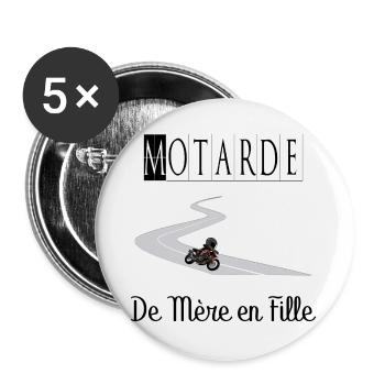 Motarde de Mère en Fille Moto - Lot de 5 grands badges (56 mm) - blanc - Devant