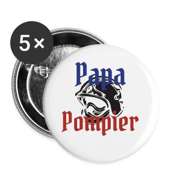 Papa pompier! - Lot de 5 grands badges (56 mm) - blanc - Devant